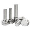 304 Stainless Steel Hex Head Combination Screw with Flat and Spring Washers