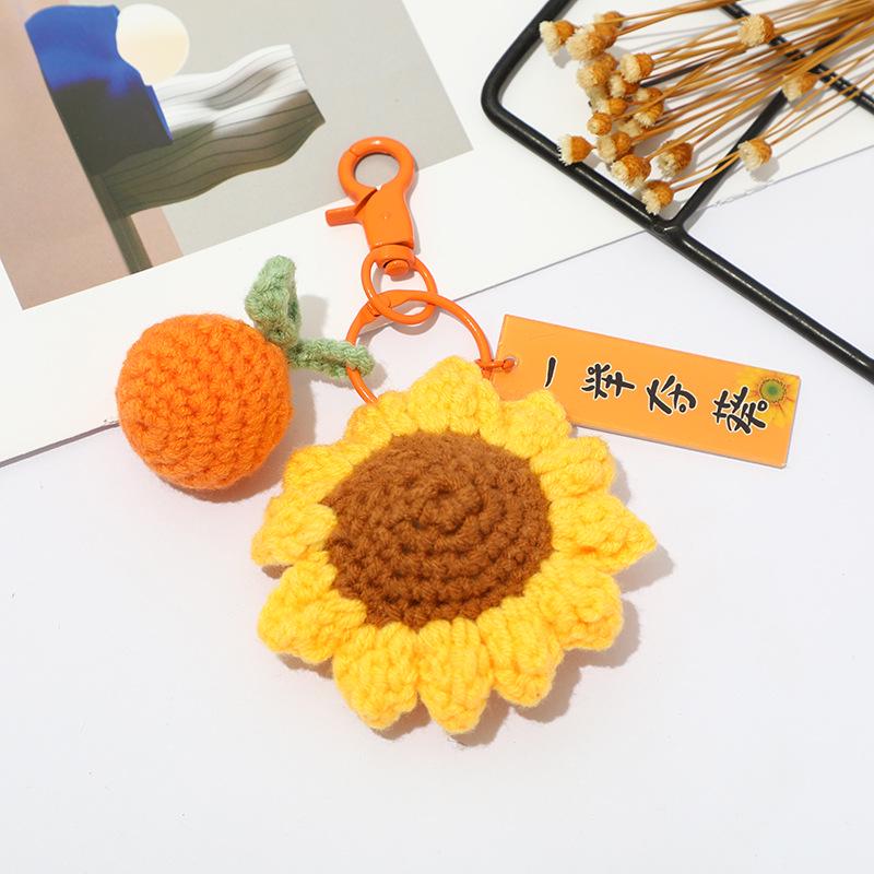 Crocheted Sunflower Champion Keychain - Car Pendant, Classmate Gift, Bag Accessory, Custom Souvenir