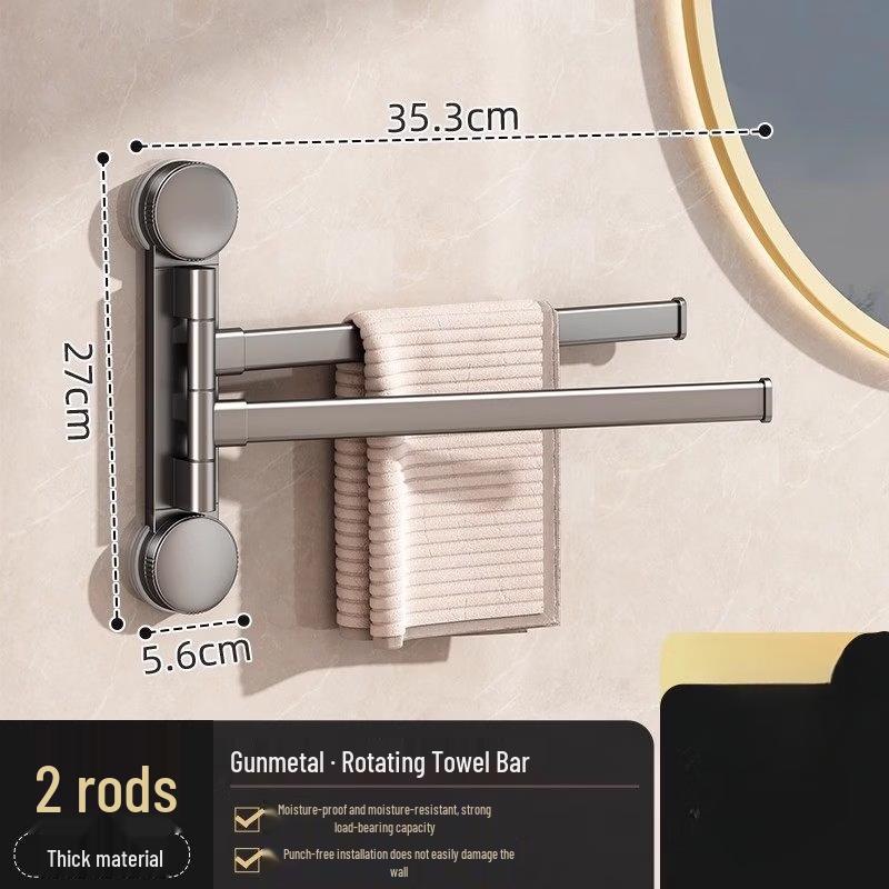 Handun Punch-Free Rotating Towel Rack with 2 Bars
