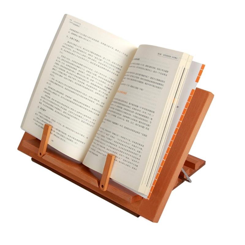 Support de lecture pliable en bois peu encombrant avec clip pour page, angles réglables, support pour manuel, partitions de musique, livre de cuisine