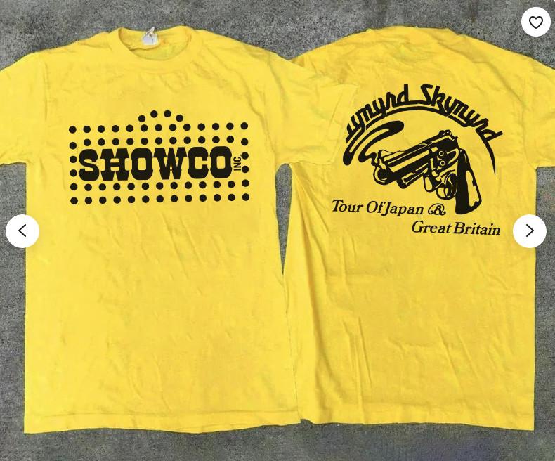 

Vintage 1976 Lynyrd Skynyrd Showco Tour of Japan Great Britain Rock GBR Shirt Tshirt tees XL
