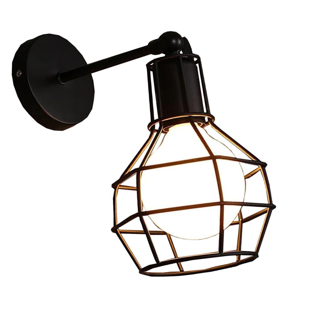 Vintage Metal Light Cage Veggfeste Lampeskjerm Ramme Industriell stil for Gangkorridor Pære Ikke