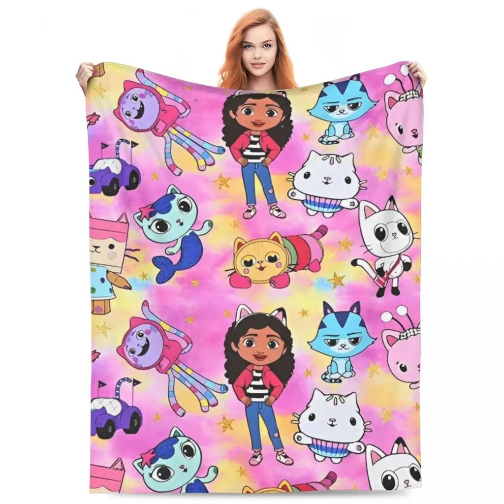 Cute G-Gabbys Girl Dollhouse Blankets Fleece Spring/Autumn Magic House Breathable Soft Throw Blanket for Bed Couch Rug Piece