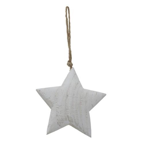 Hill Interiors White Washed Star Christmas Hanging Decoration