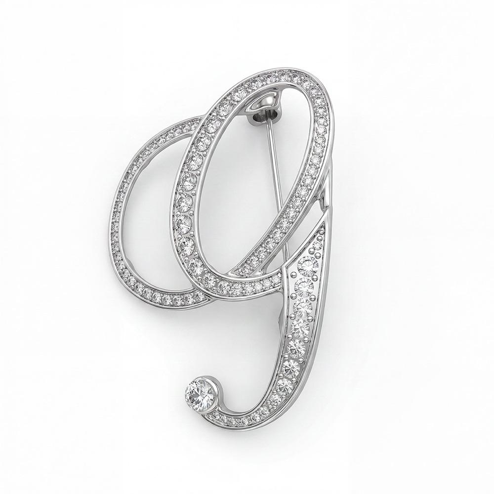 Trendy 26-Letter Rhinestone Brooch Pin - Fashion Accessory for Clothing & Bags