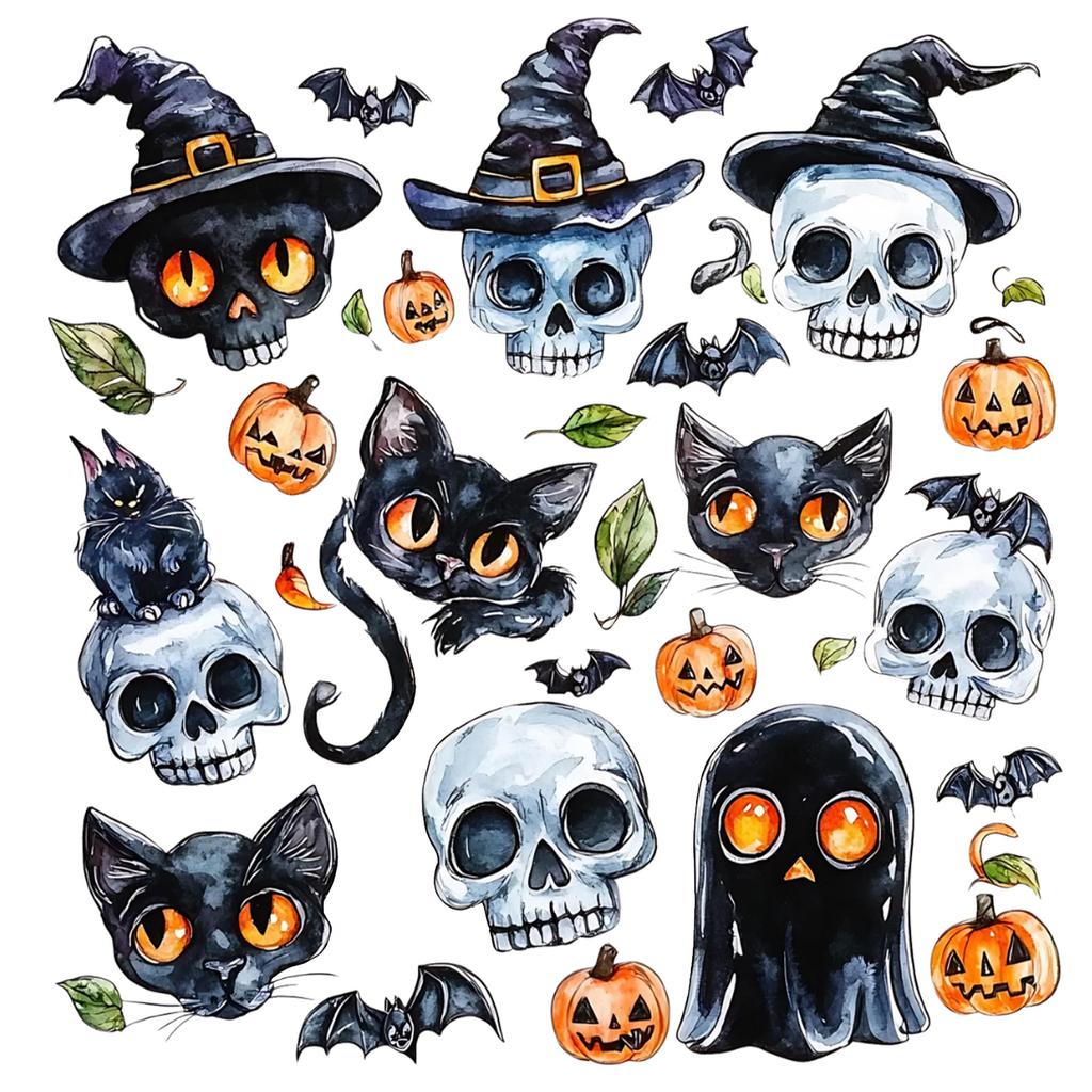 Halloween Sticker Cartoon Graffiti Style, Multi-Scene Application Texture Personalized Sticker