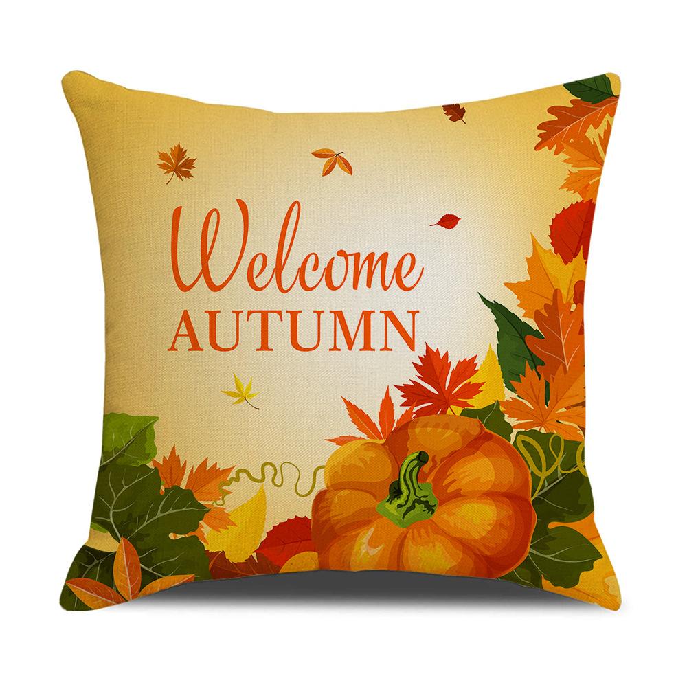 Harvest Series Cushion Cover Yellow Autumn Pumpkin Maple Leaf Pillow Cushion Cover Home Cushion Cover