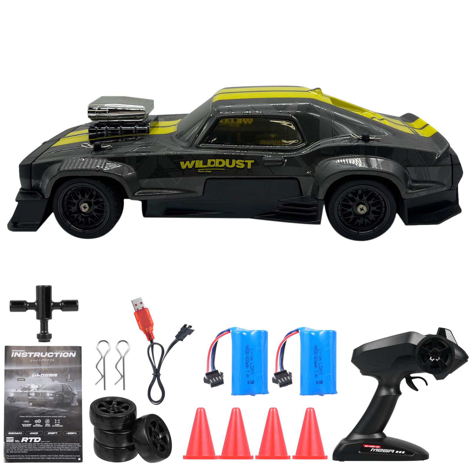 

Дрифт-машина на радиоуправлении, 2,4 ГГц 1:Модель автомобиля в масштабе 1/16, 4WD, 50 км/ч, высокоскоростная, с гироскопом, светодиодной подсветкой Grey and Yellow -3 Grey and Ye