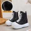 Fashion New Spring/Autumn Women's Platform Sneakers - Chunky Lace-Up Canvas Shoes with Hidden Height & Side Zipper, Street Style