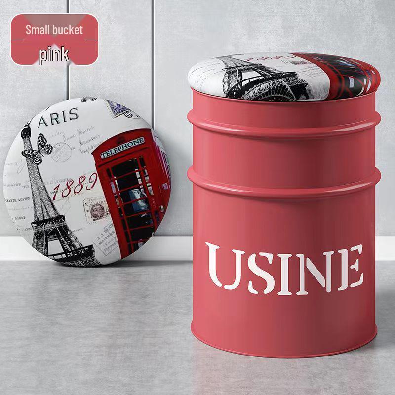 Промышленный железный бочкообразный стул для хранения - Модный прочный металлический круглый стул Anti-slip feet Cushion selectable 3660₽