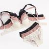 Set nou de lenjerie intimă pentru femei, cu dantelă, flori brodate, sexy, gol, cu cupă subțire, push-up, confortabil de vară, cu bretele reglabile
