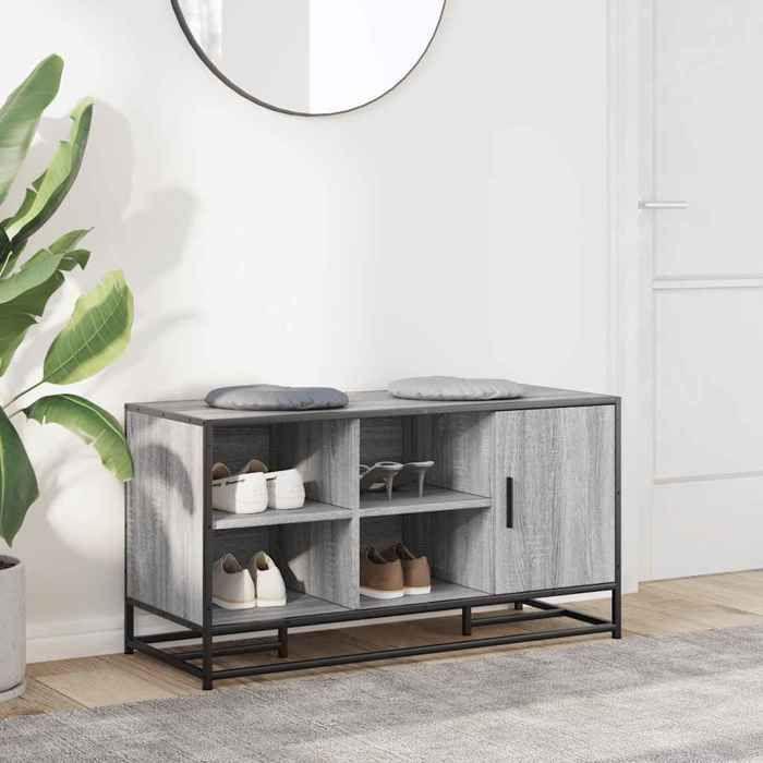 VidaXL Banc à chaussures sonoma gris bois d'ingénierie et métal, banc, banquette de couloir, siège de couloir, banc de 849217