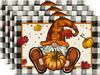 Fall Thanksgiving Table Mats Set of 4 Fall Pumpkin Maple Leaves Buffalo Plaid Placemats Seasonal Holiday Thanksgiving Placemats