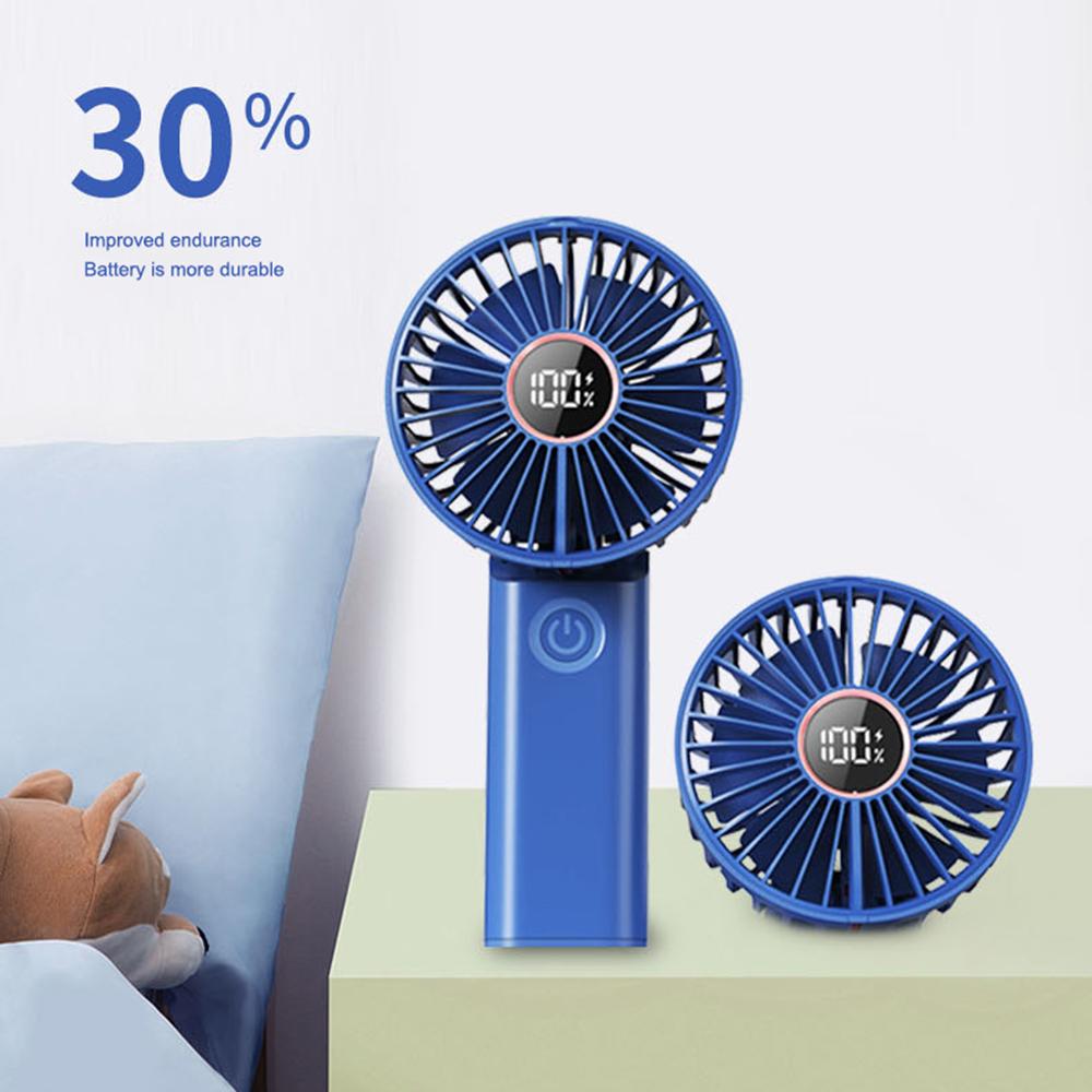 

Z5 3 Speeds Digital Display Cooling Fan 180 Degree Rotatable Silent Handheld Fan Blue