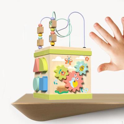 Activity Cube Educational Sorting Stacking Game Wooden Fine Motor Skills Hand Eye Coordination
