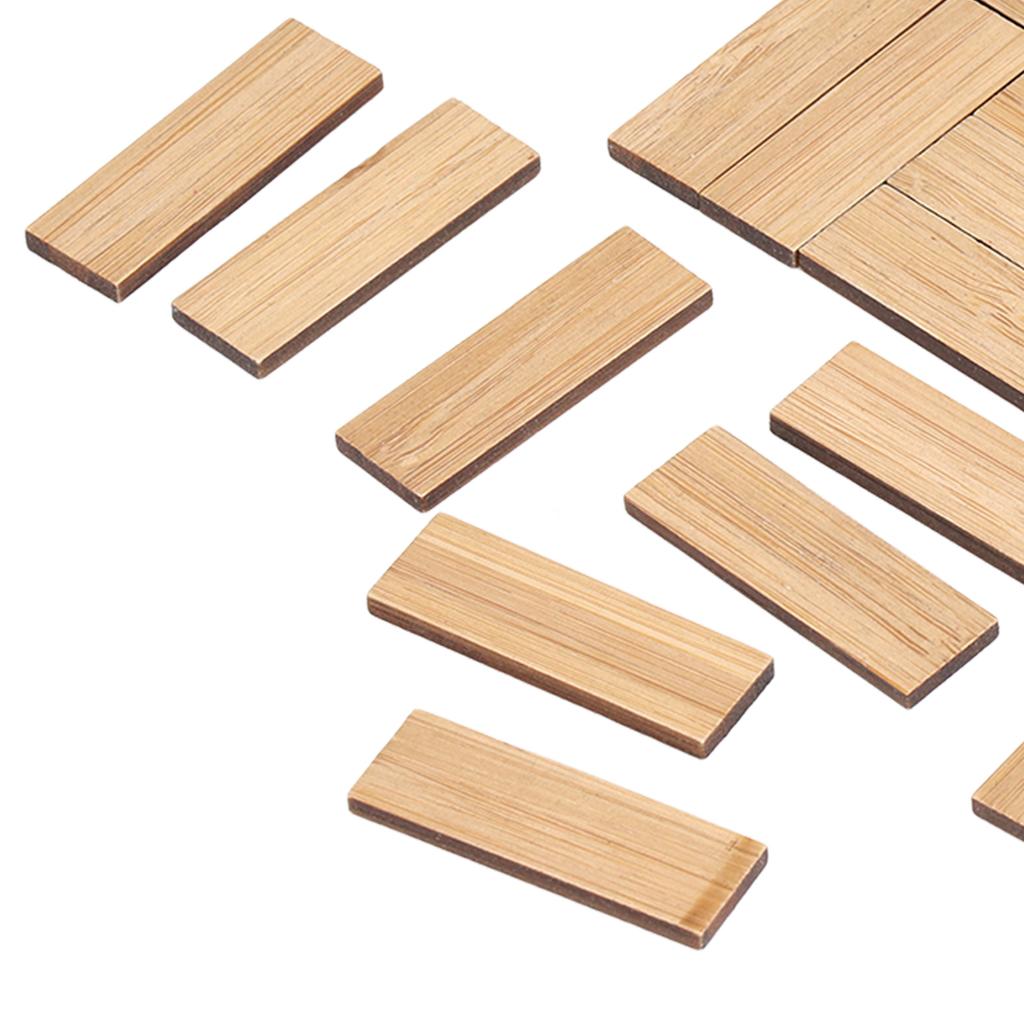 24pcs Dollhouse Floorboard Bamboo Rectangular Elegant Dollhouse Miniature Flooring Decoration Accessory