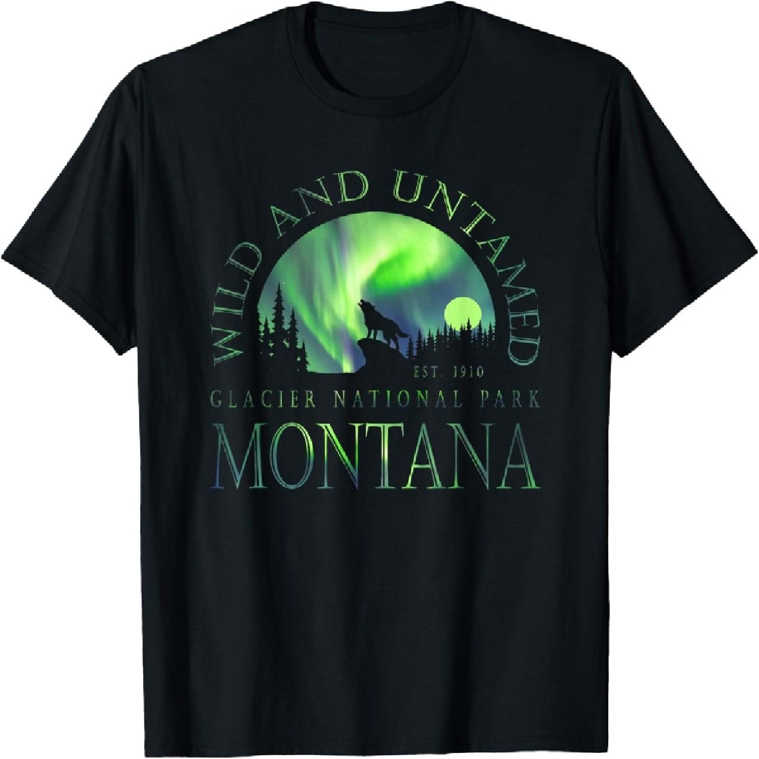 

Montana - Glacier National Park - Northern Lights T-Shirt XXXXXL різнокольоровий