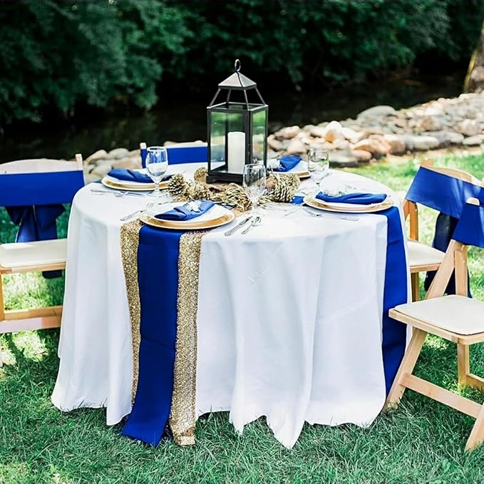 Confezione da 2 Runner da Tavola 30 x 274 cm Bordo Lungo in Raso di Seta per Matrimonio Banchetto Natale Festa di Compleanno Decorazione