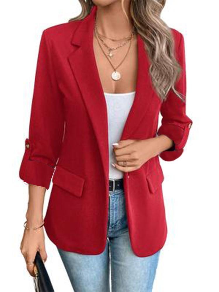 Women's Slim Fit Blazer Jacket Single Breasted Formal Office Coat Notch Lapel Casual Business Suit for Ladies