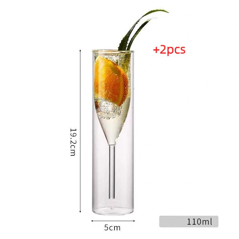 2pcs Transparent Glass Champagne & Wine Goblets, INS Style Sparkling High Stem Glasses 2pcs