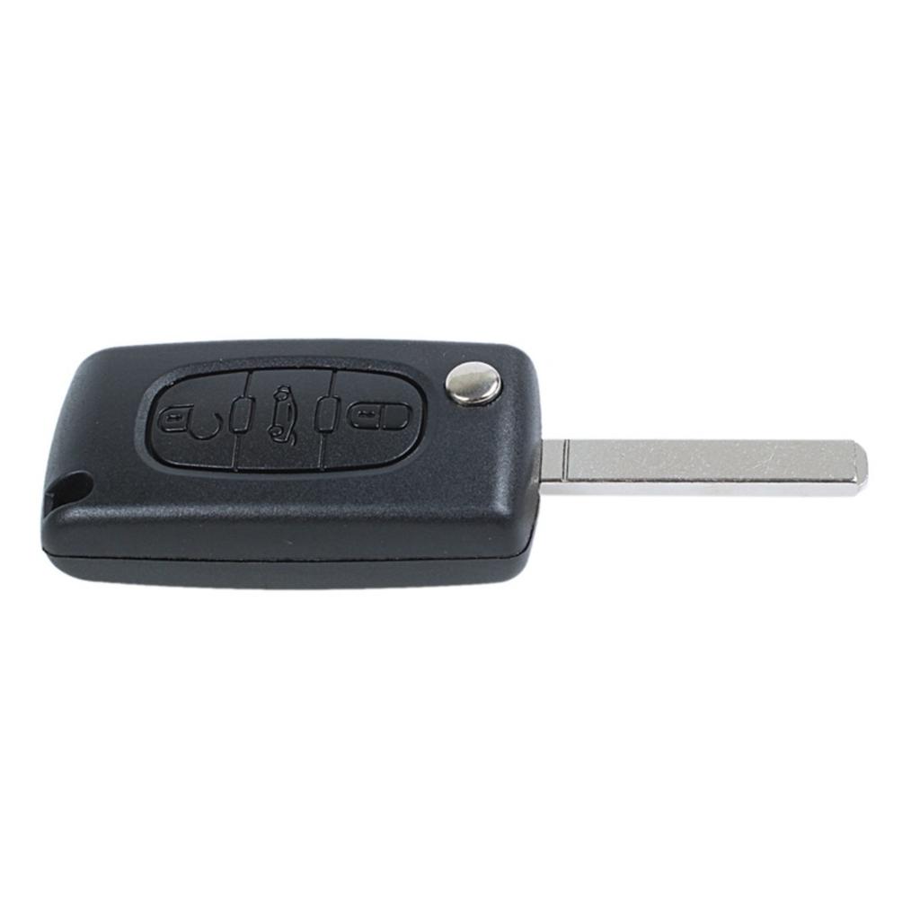 3 Button Flip Key Shell with Pre-Cut HU83 Blade CE0536 for Peugeot for Citroen No Electronics
