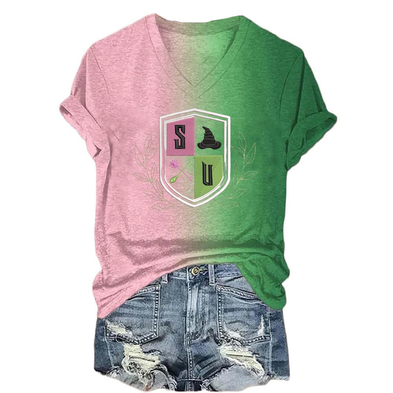 

Жіноча модна повсякденна футболка з короткими рукавами та V-подібним вирізом, принтом відьом XL білий