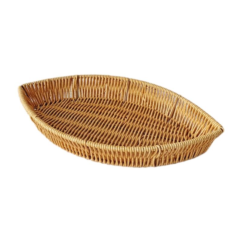 Convenient Fruit Plate Imitation Rattans Leaf Shaped Vegetable Tray Snacks Dish Multipurpose Basket for Everyday Use