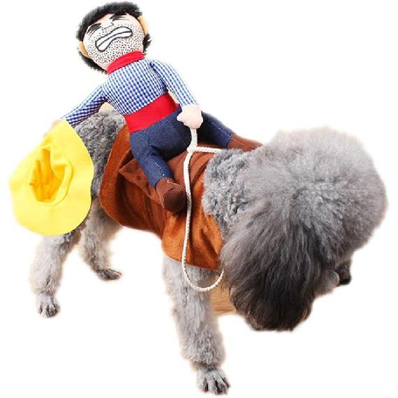 Xiaoyu Pet Dog Cat Halloween Costume, Riding Horse Style Costume, Funny Pet Knight Style Clothing for Dog Cat Cosplay, L XL