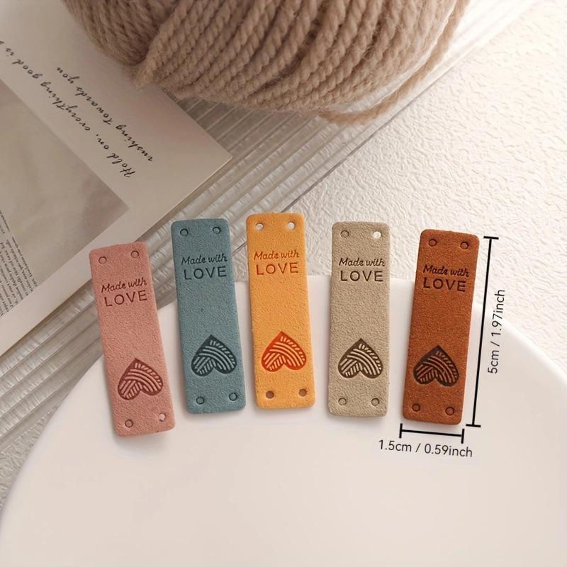 10Pcs Multicolor Rectangle Heart Leather Labels For Garments Tag Sewing Supplies Handmad Materials Diy Crafts Decor