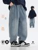 Boys' Plush-Lined Fleece Jeans: 2025 Winter Style Loose Pants for Kids