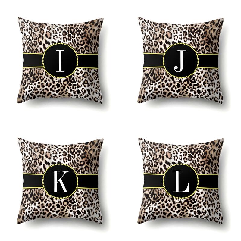 Polyester Pillow Case Decorative Leopard Print Home Furnishing 26 English Letter Printed Pillow Case