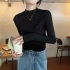 2025 Spring-Autumn Slim Fit Half High Neck Knitted Top for Women