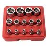 14 Pcs Female E-Torx Star Socket Set With Case 1/4, 3/8, 1/2 In. Drive External Star Socket Set E4-E24 Torque Socket Set