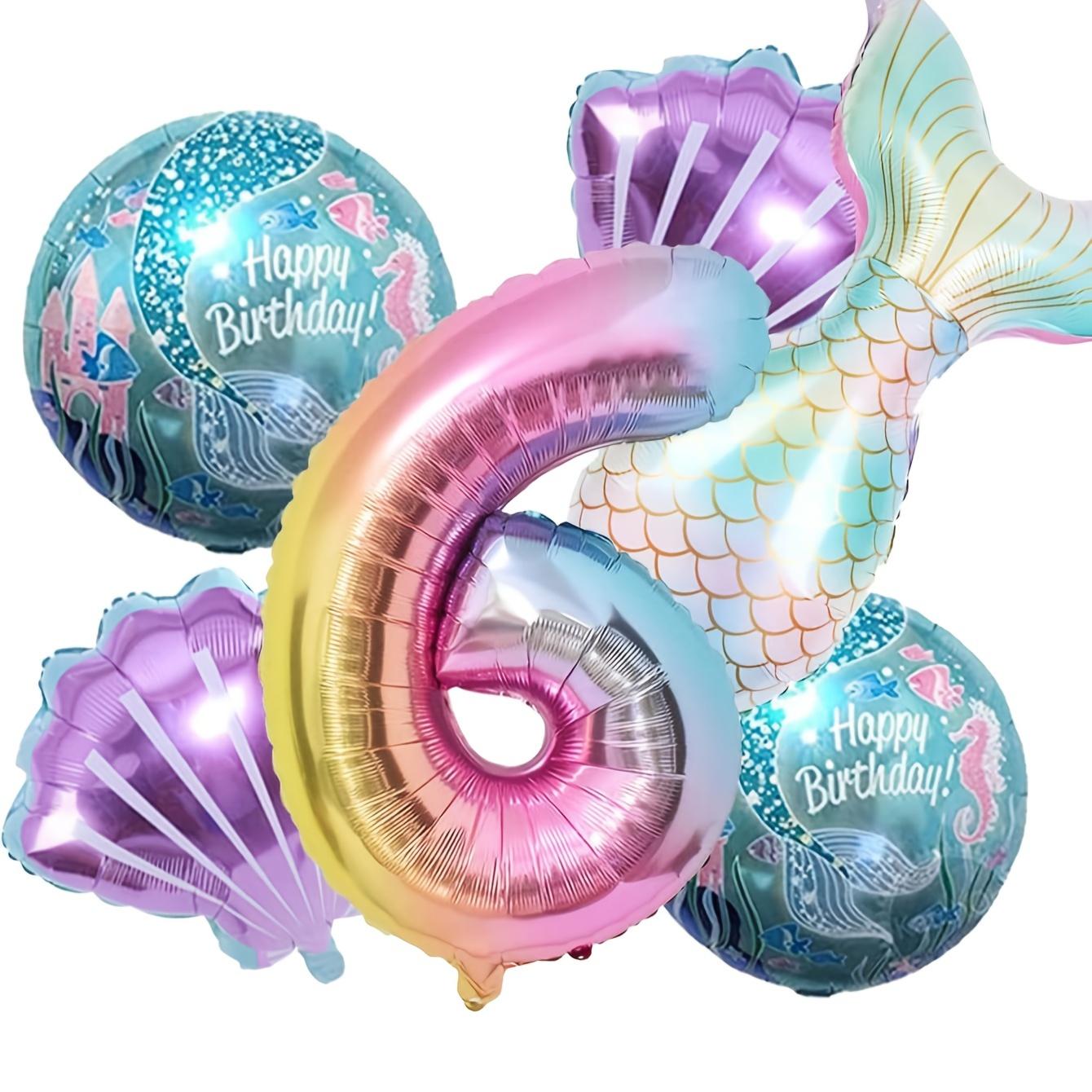 

Набір з 6 штук/пакет Алюмінієві фольговані повітряні кулі «Хвіст русалки та мушля»