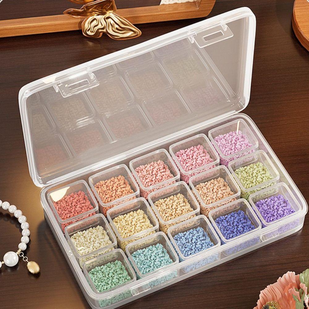 Grid Compartment Jewelry Storage Box Transparent Clear Multi-Grid Design Earring Display Case Plastic Material