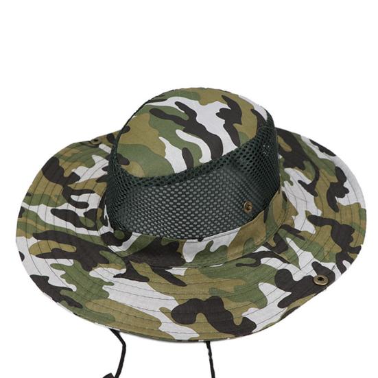 Mode Outdoor Breitkrempig Tarnmuster Fischerhut Bucket Boonie Hut Anti-UV Kappe