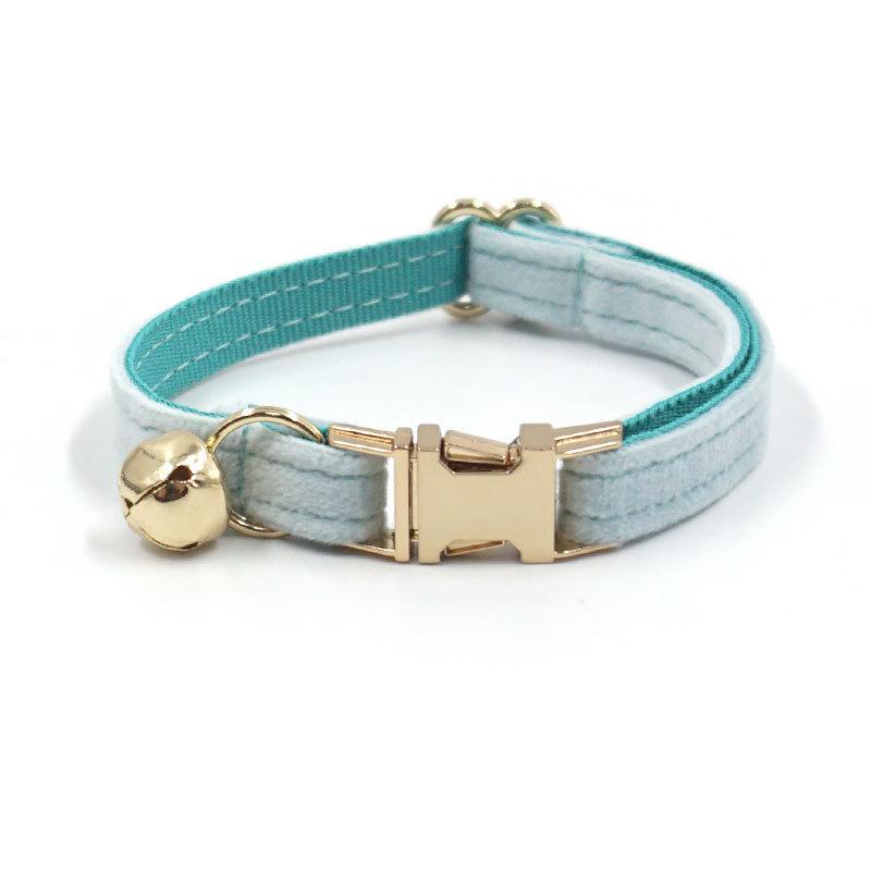 Cat Collar With Solid Color And Bell Decoration For Indoor And Outdoor Use