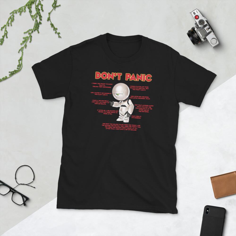 

Marvin Don t Panic Hitchhiker s Guide to the Galaxy Short-Sleeve Unisex T-Shirt M
