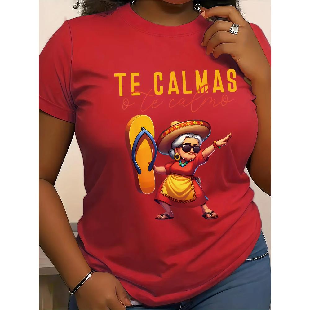 Women's Printed Cotton Top Short Sleeve Daily Comfort T-Shirts Women’s