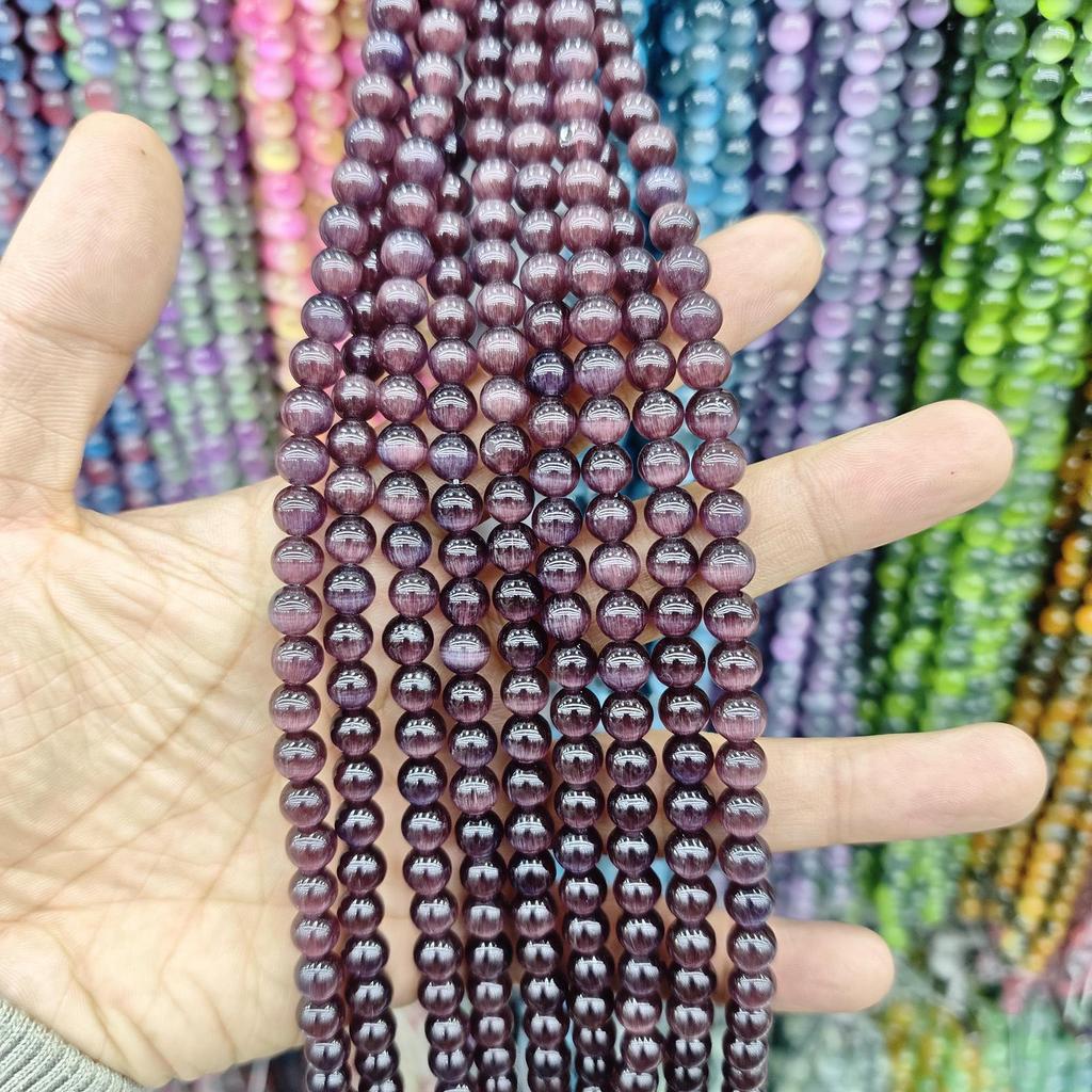 8mm Cat's Eye Stone Beads: Single, Double, Triple-Color, DIY Jewelry Round Beads