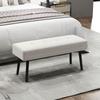 End of Bed Bench, Corduroy Bedroom Bench with Thick Padding and Steel Legs, Tufted Window Seat for Entryway, Living Room, Cream White