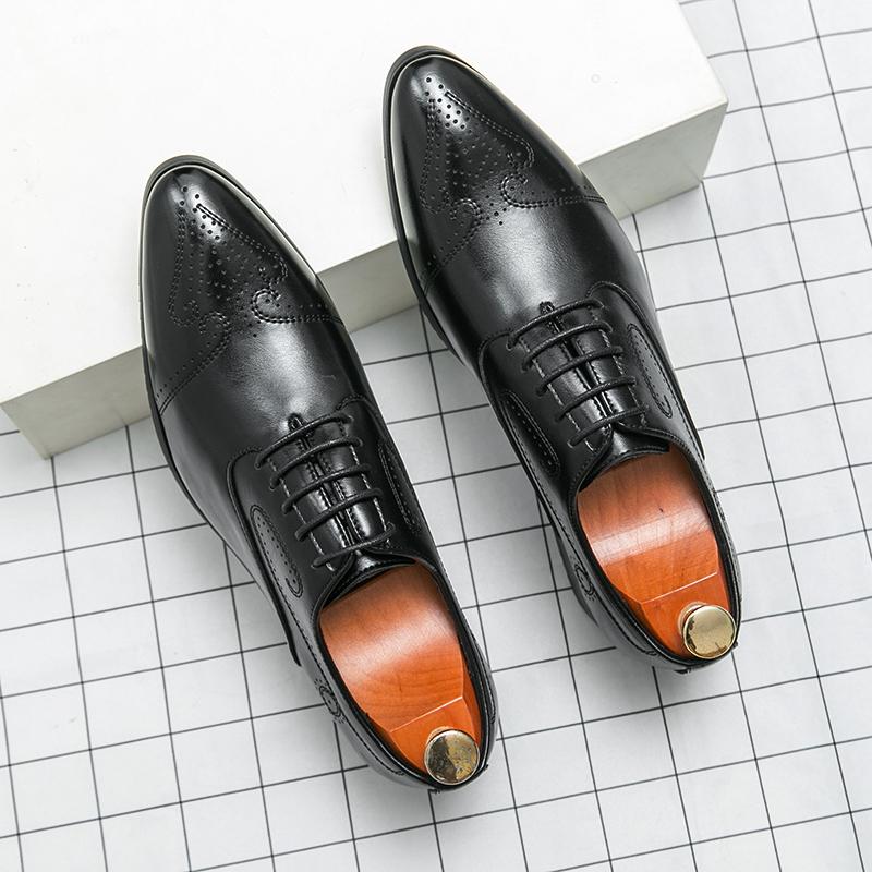 Fashion 2025 New Men Dress Handmade Shoes PU Leather Male Oxford Italian Classic Vintage Lace-up Men's Brogue Shoes Oxford Size 38-46