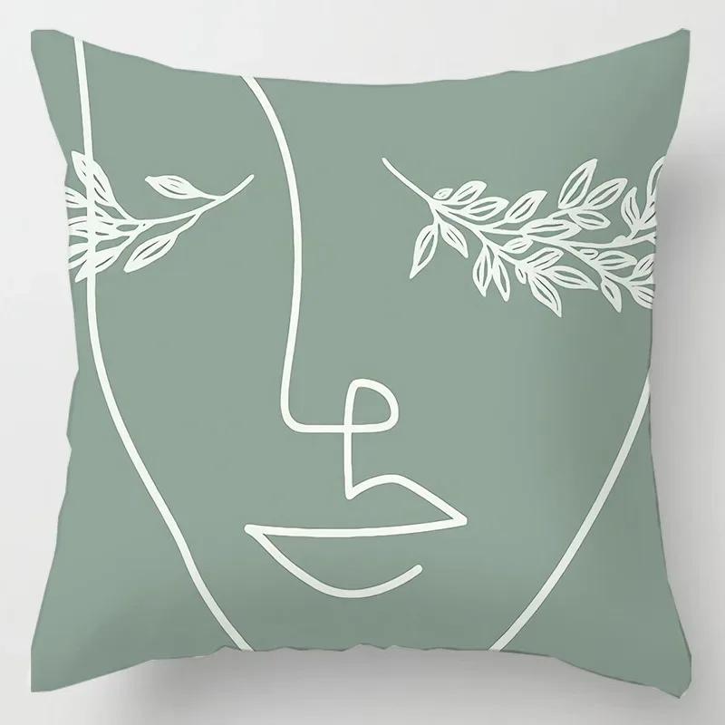 Fashionable Luxury Home Decoration Geometric Lines Abstract Style Ginkgo Leaf Print Pillow Cover Office Chair Cushion Cover