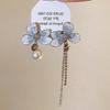 Silver Needle Butterfly Heart Earrings with Blue Gradient Drip - Elegant Autumn/Winter Studs