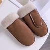 Genuine Leather Wool Gloves Women Leather Gloves Thickened Warm Windproof Cycling Gloves Buckskin Texture Sheepskin Gloves