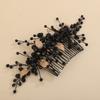 Black Crystal Bridal Hair Comb Handmade Leaf Wedding Hair Accessories Ornaments Trendy Bride Headpiece Tiara for Women and Girls