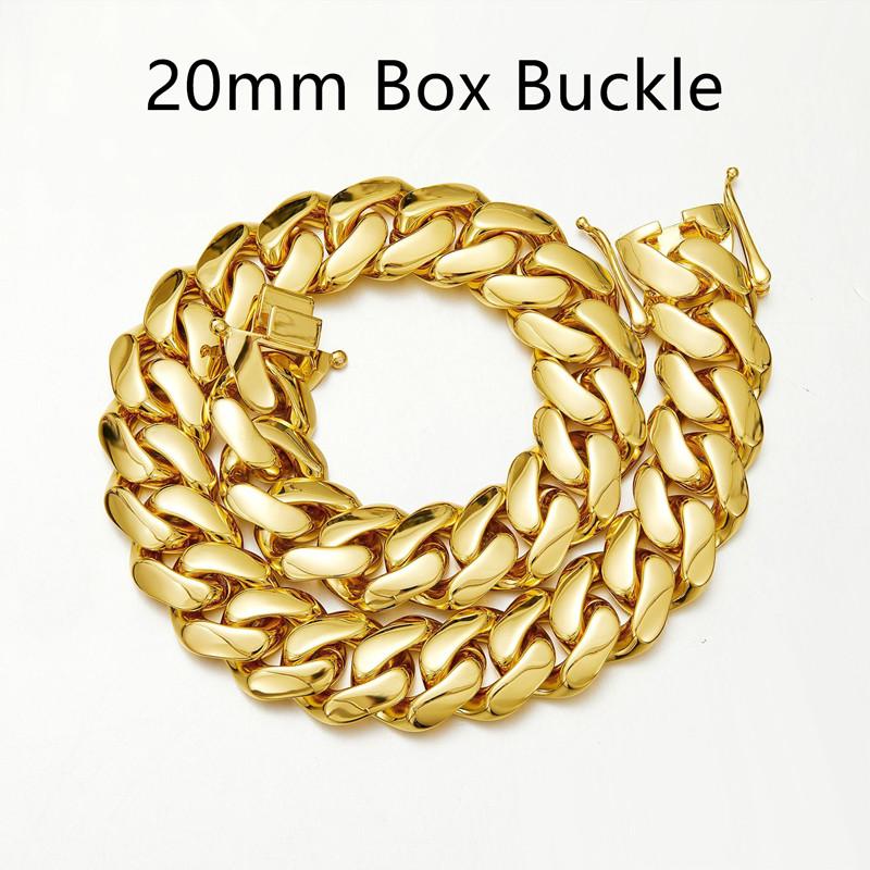 Cadenas Cubana Hip Hop Jewelry Luxury Gold Plated Choker Stainless Steel Miami Cuban Link Chain Necklace for Men