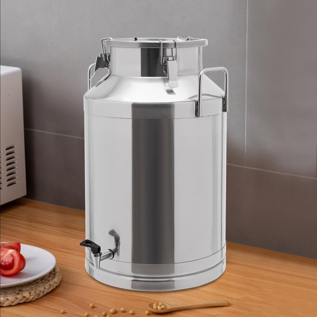 60L Stainless Steel Milk Jug with Spigot, 201 Food Grade Milk Can, Sealed Brewing Bucket for Home Kitchen, Wine Beer Making