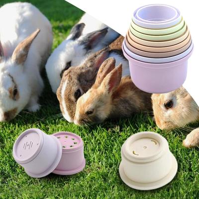 8pcs Pet Stacking Cups Toy For Rabbits Multi- Sizes Reusable Small Animals Puzzle Toys For Hiding Food Playing Bunny Accessories