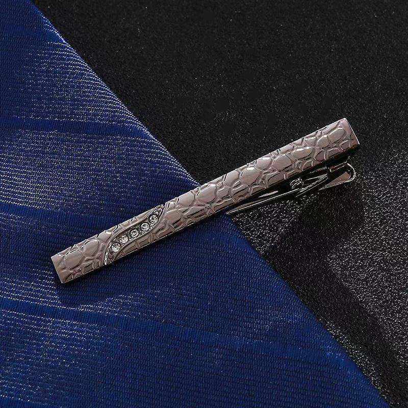 

Mens Classic Tie Clip Stone Pattern Bar Clasp Secure Hold Accessory For Suit Business Banquet Usage